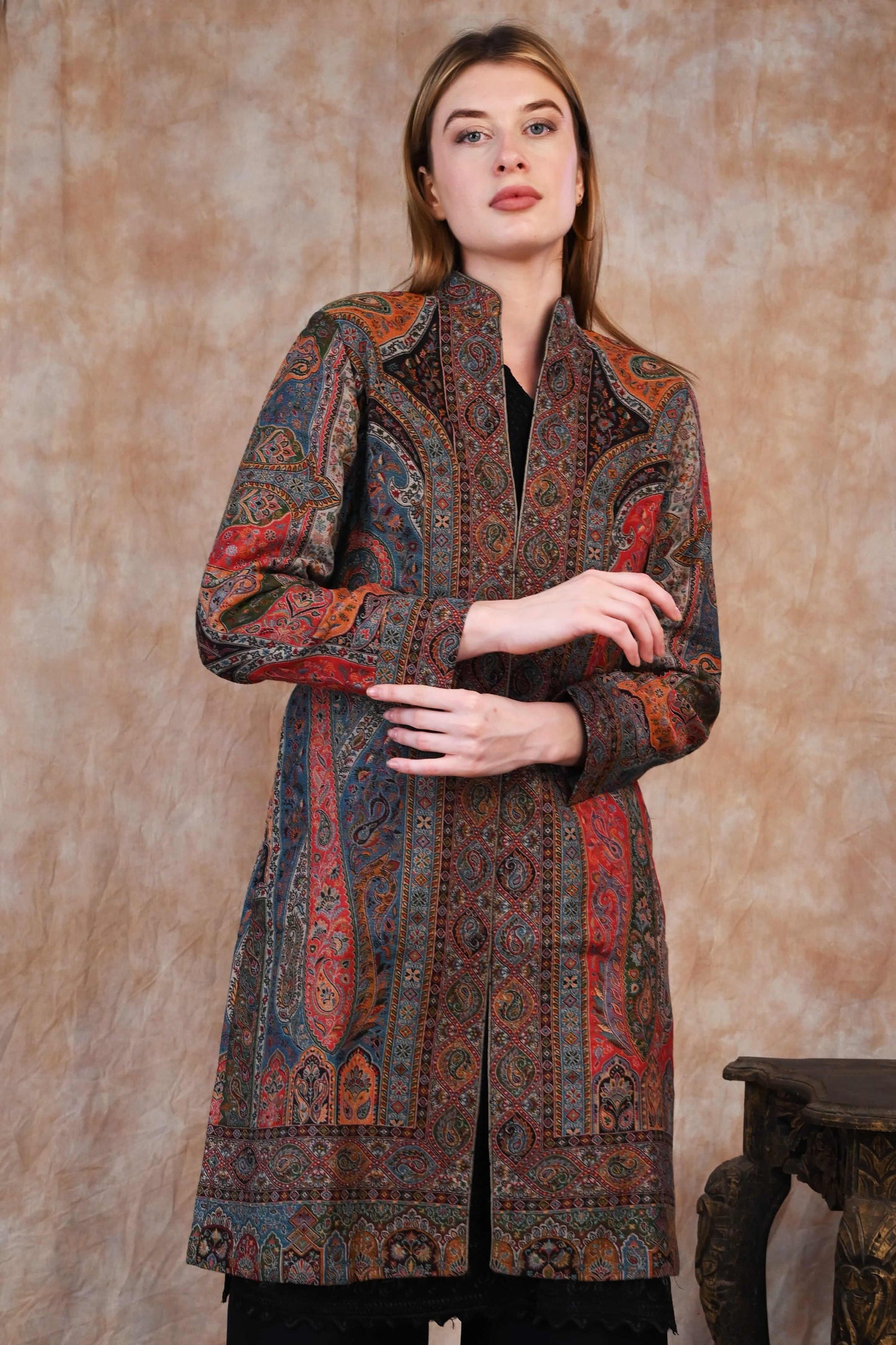 Antique Kani Jamawar Long Jacket - Legacy in Every Thread