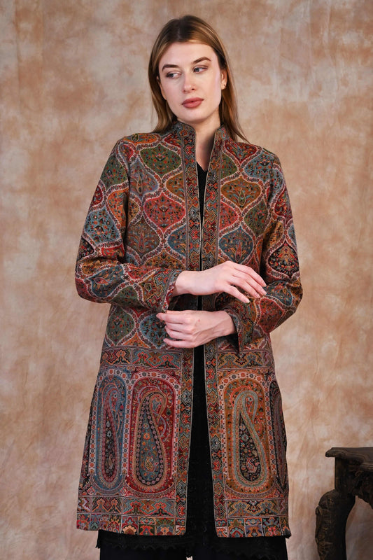 Antique Kani Jamawar Long Jacket – A Royal Weave of Legacy