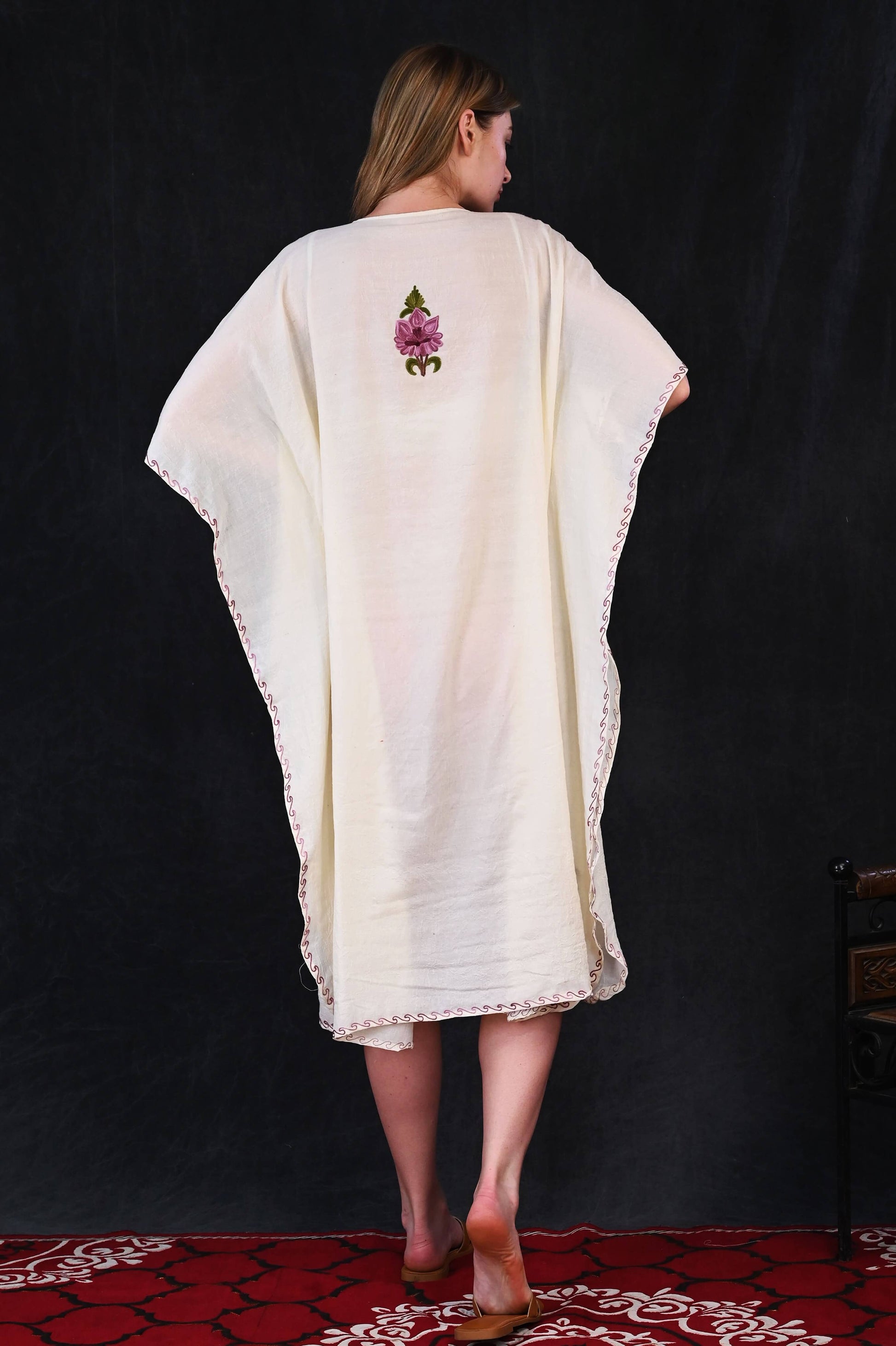 Kashmiri Crush Cotton Kaftan – Grace in Every Thread