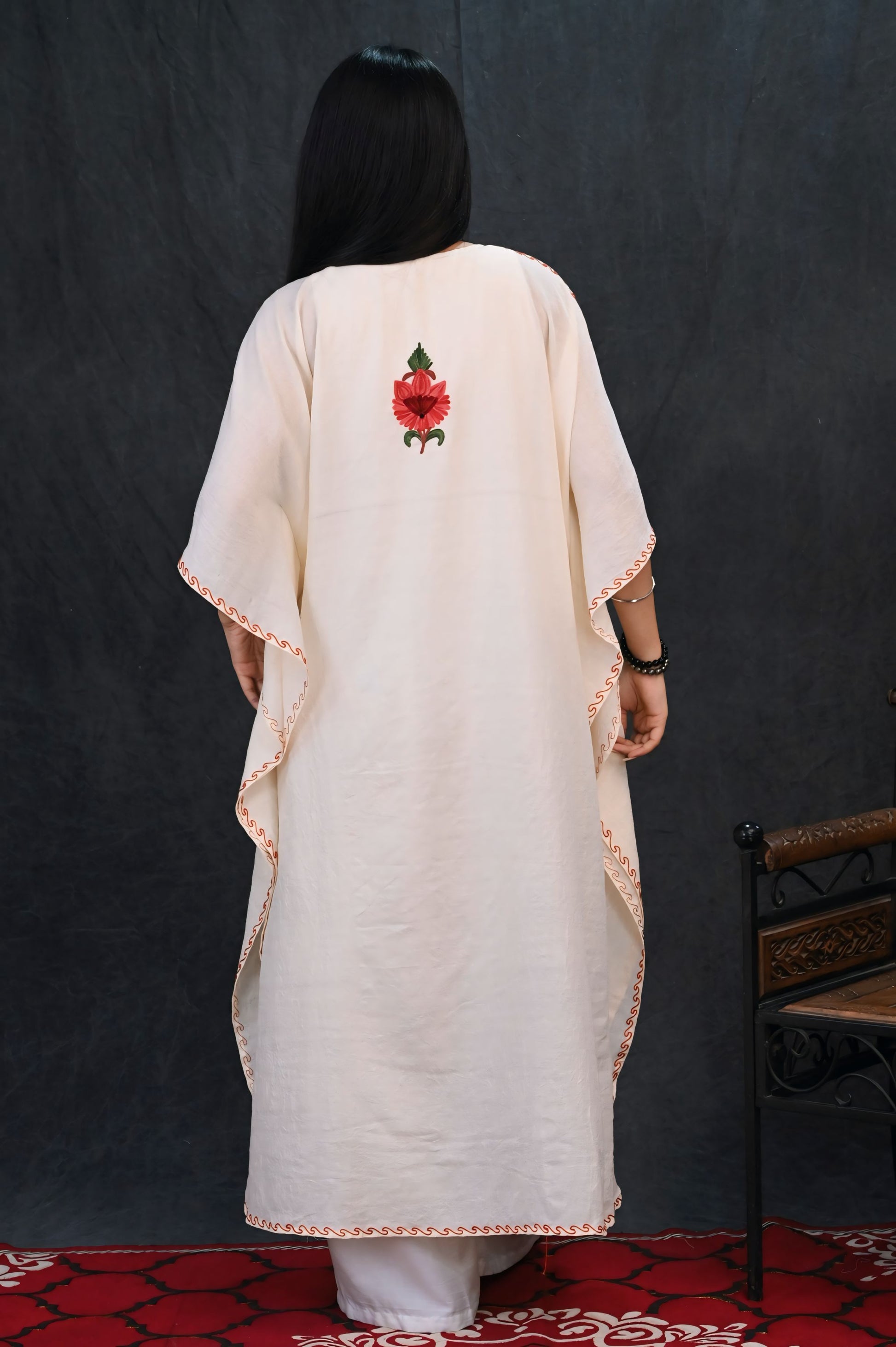 Kashmiri Crush Cotton Kaftan – Sunset Bloom Edition