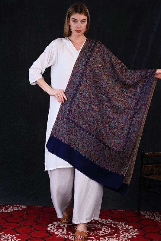 Midnight Regal – Modal Jamawar Stole with Heritage Paisley Weave