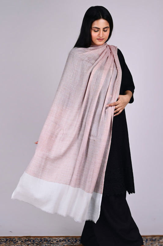 Rosewood Fine Wool Stole with Ivory Natural Border