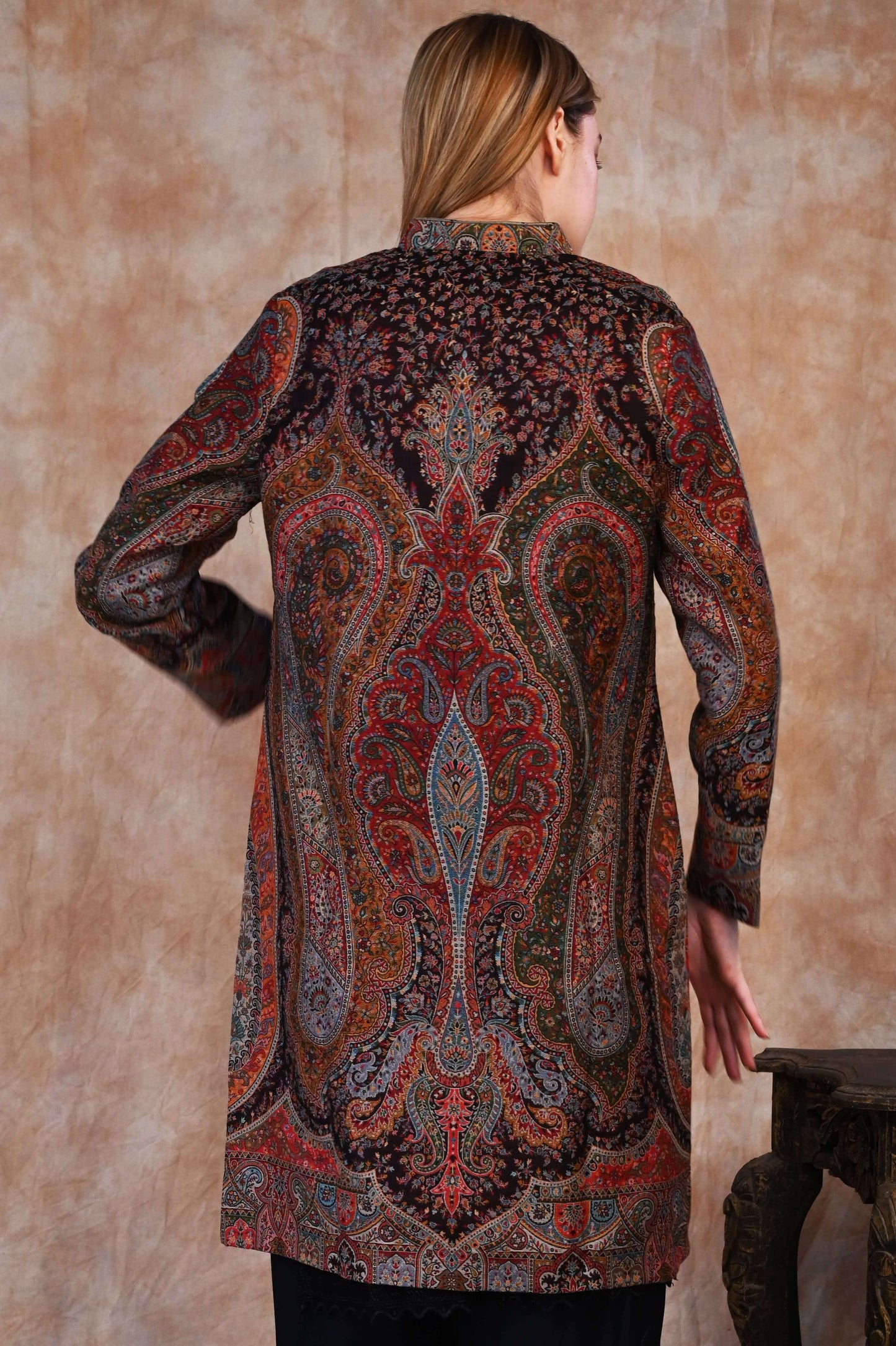 Antique Kani Jamawar Long Jacket – Mughal Elegance Woven in Time