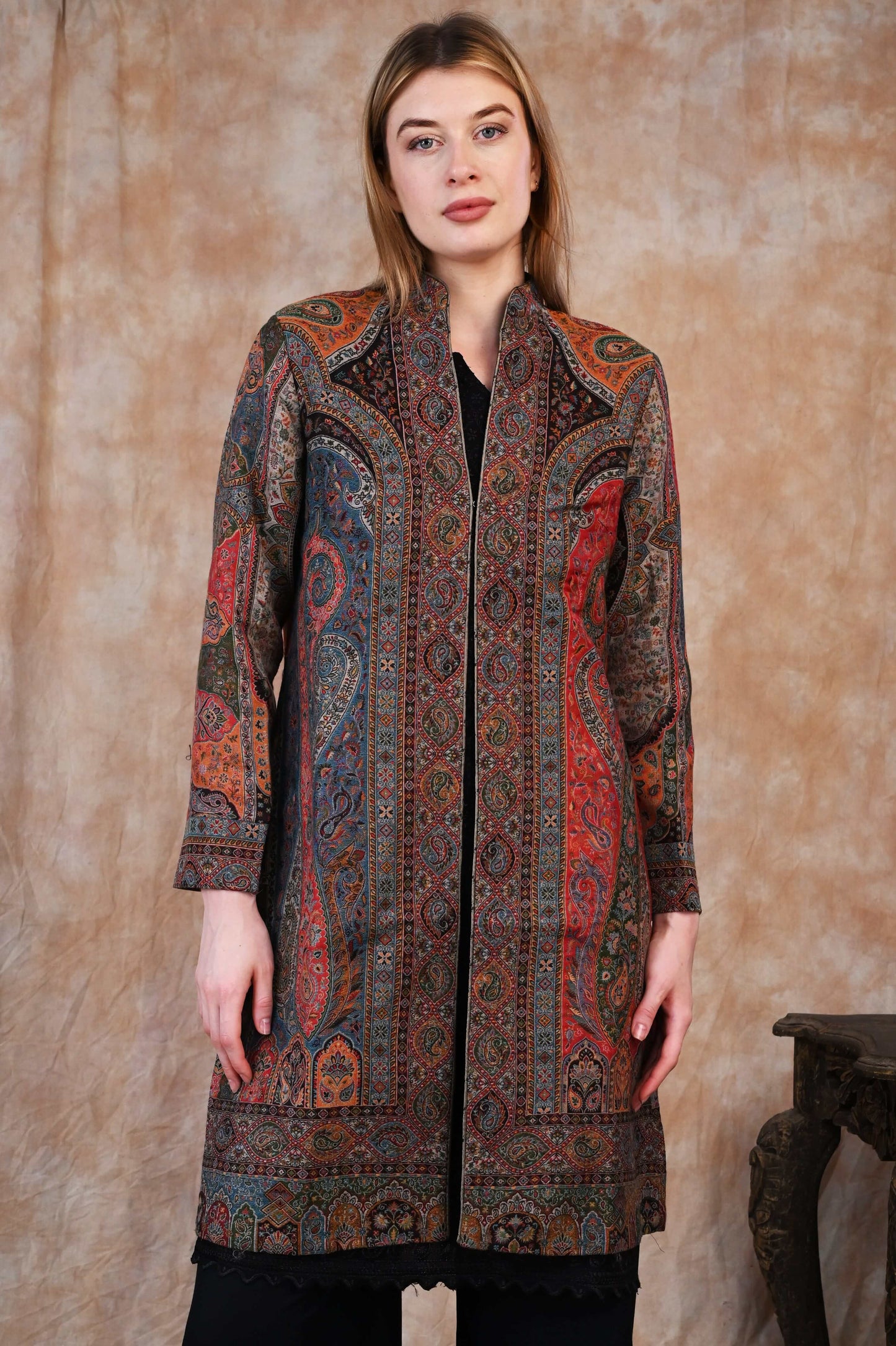 Antique Kani Jamawar Long Jacket - Legacy in Every Thread