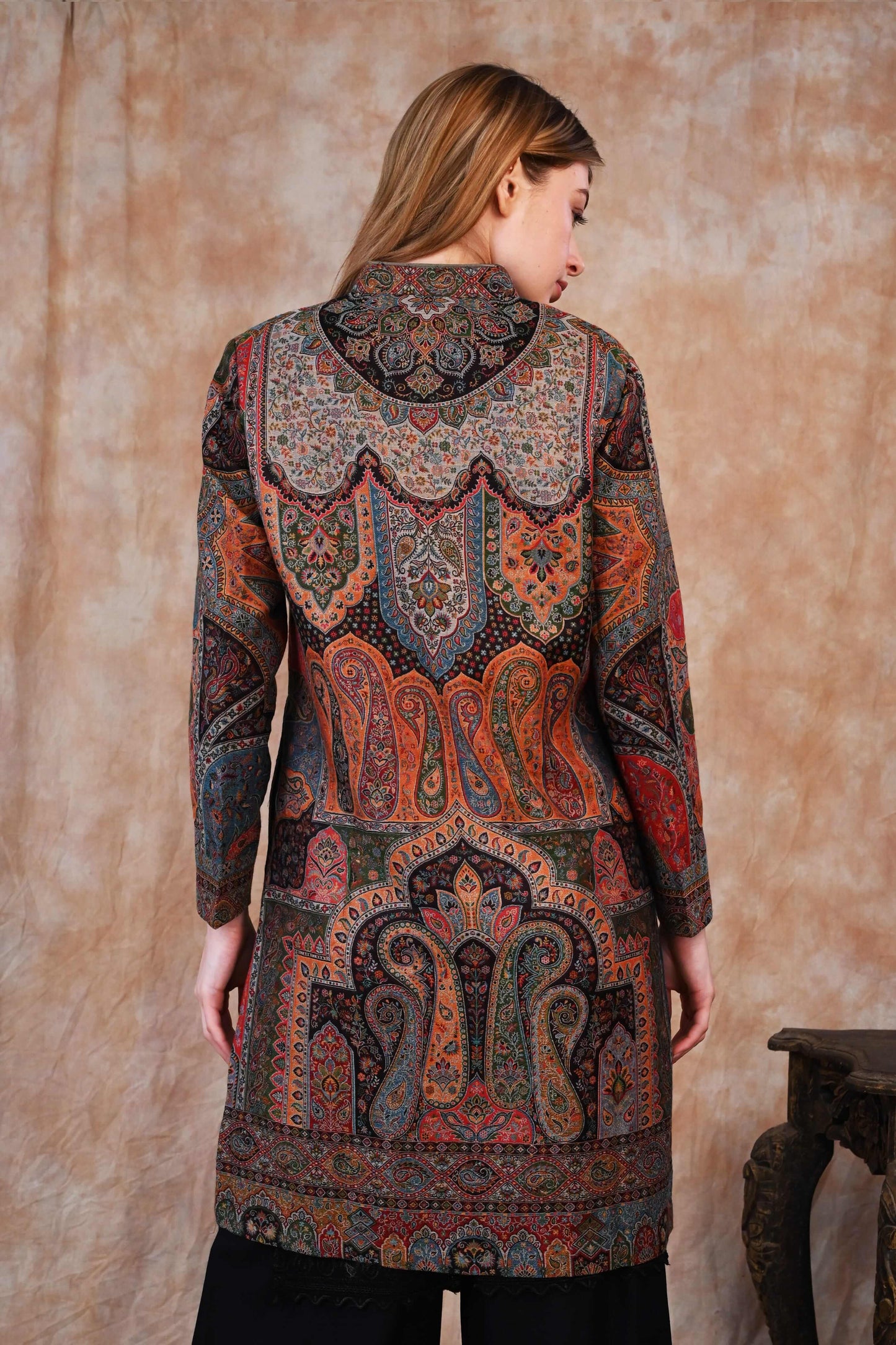 Antique Kani Jamawar Long Jacket - Legacy in Every Thread