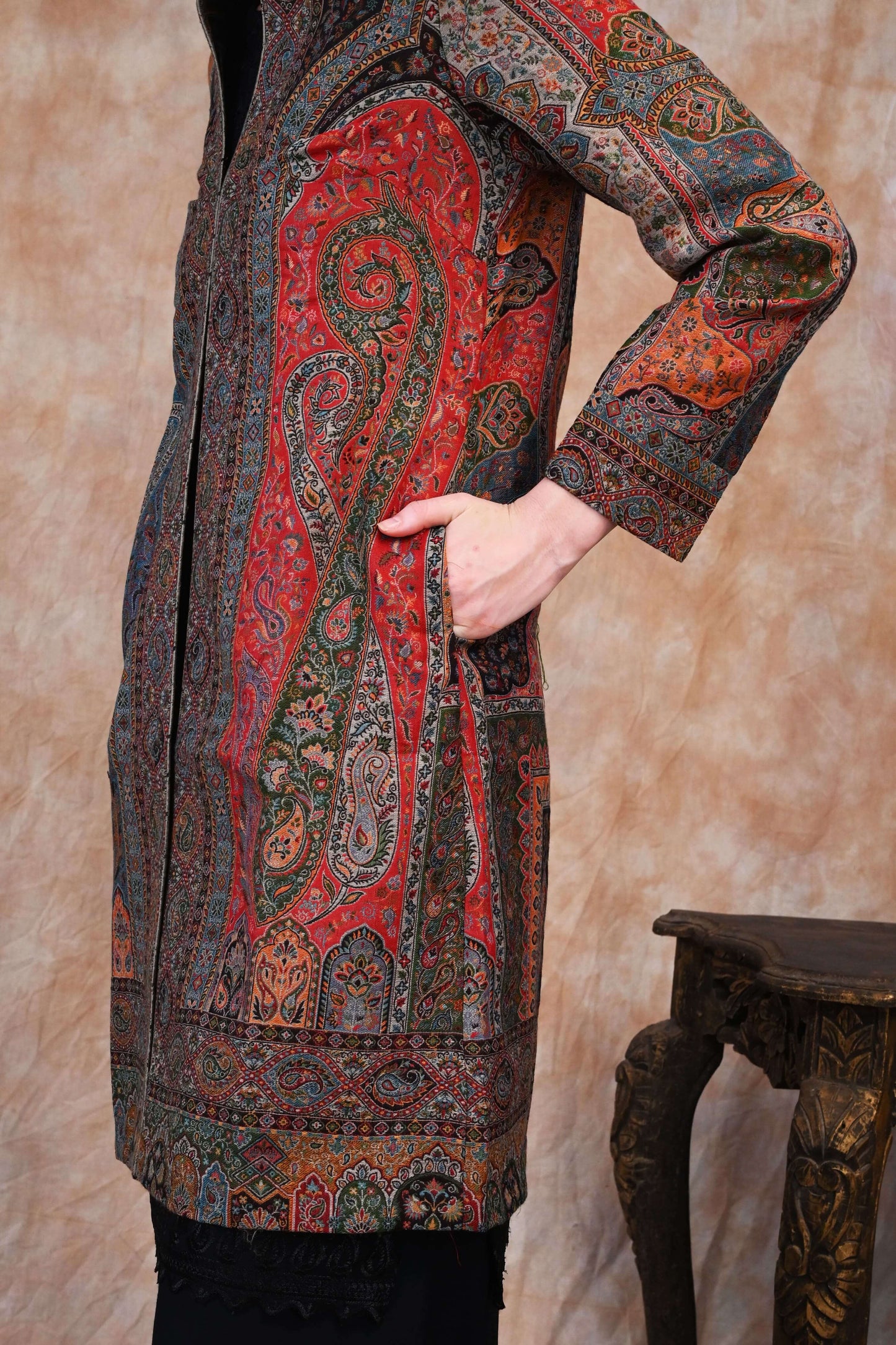 Antique Kani Jamawar Long Jacket - Legacy in Every Thread