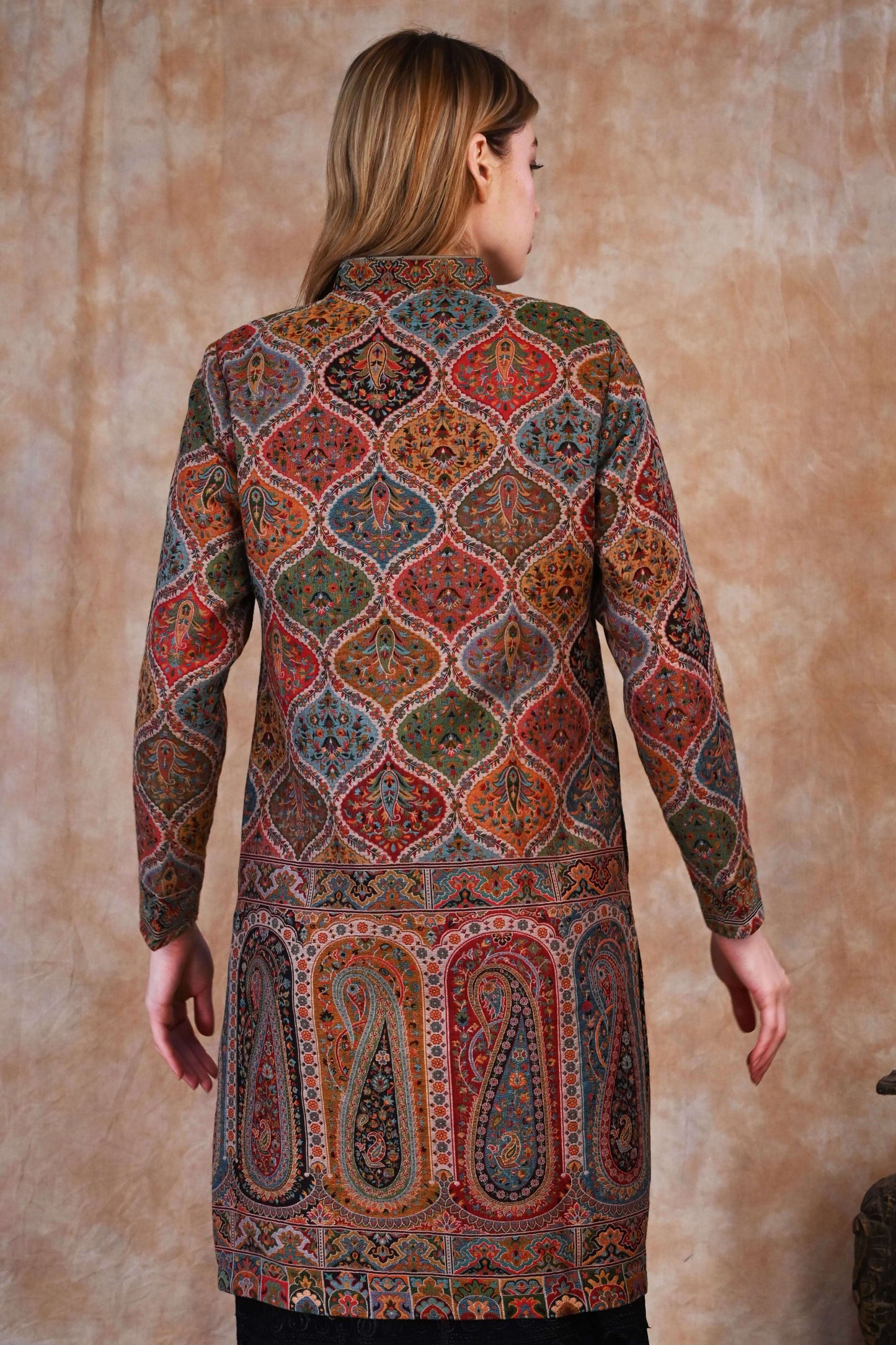 Antique Kani Jamawar Long Jacket – A Royal Weave of Legacy